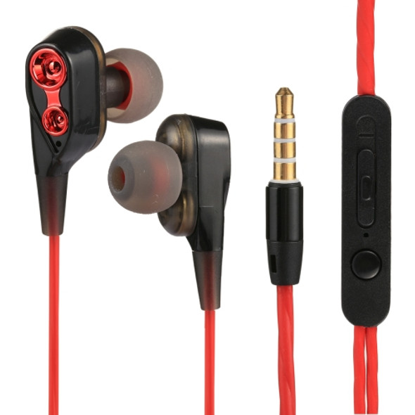 C-65 Earbuds Dual Driver In-Ear Wired 3.5mm Stereo Earphones Headset with Mic, for iPhone, Samsung, HTC, Sony and other Smartphones(Red)