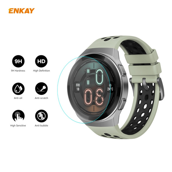 2 PCS For HUAWEI Watch GT 2E 46mm Dynamic Edition ENKAY Hat-Prince 0.2mm 9H 2.15D Curved Edge Tempered Glass Screen Protector  Watch Film