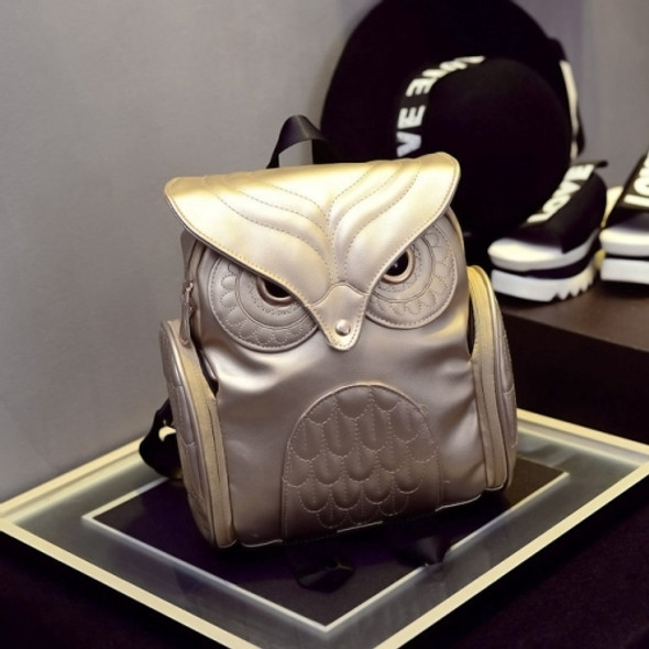 Owl Pattern Shoulder Bag Female PU Personality Backpack(Gold)