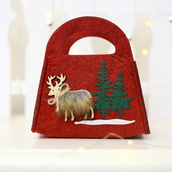 2 PCS Christmas Felt Portable Candy Gift Decorative Bag, Shape:Square(Red)
