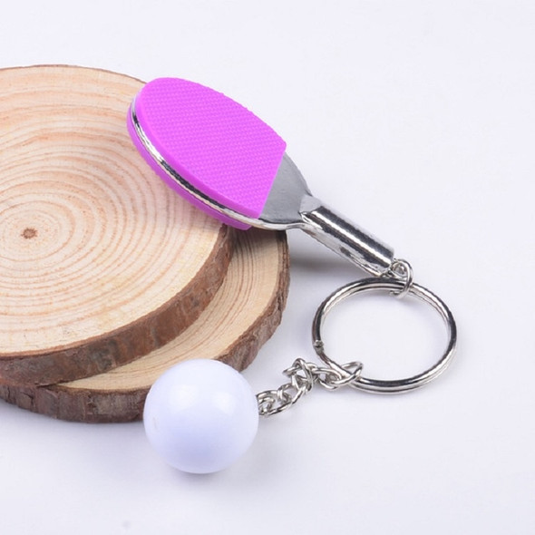 2 PCS Creative Metal table Tennis Keychain Handmade Jewelry Gift Sports Keychain, Specification:2×2.8×6.5cm(Purple)