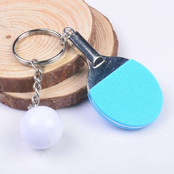 2 PCS Creative Metal table Tennis Keychain Handmade Jewelry Gift Sports Keychain, Specification:2×2.8×6.5cm(Light Blue)