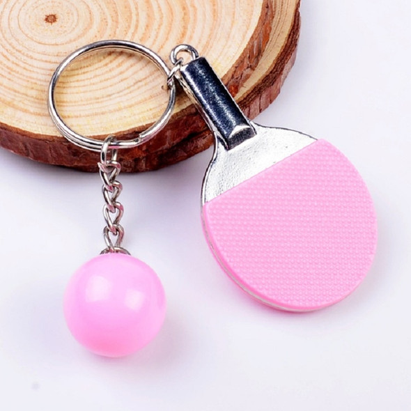 2 PCS Creative Metal table Tennis Keychain Handmade Jewelry Gift Sports Keychain, Specification:2×2.8×6.5cm(Pink)