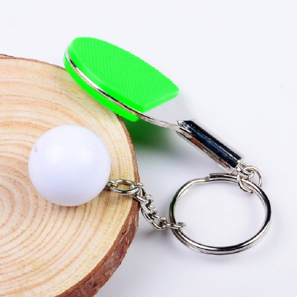 2 PCS Creative Metal table Tennis Keychain Handmade Jewelry Gift Sports Keychain, Specification:2×2.8×6.5cm(Green)