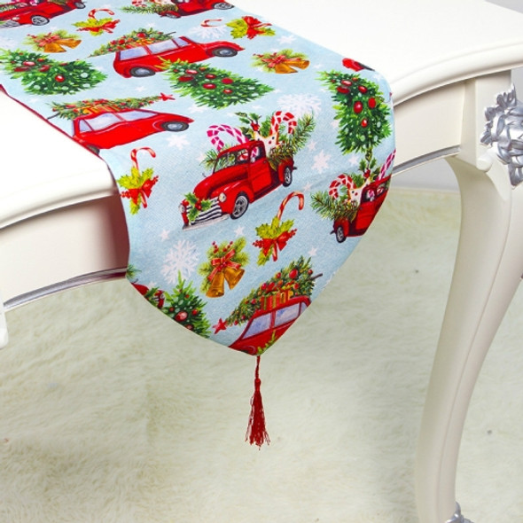 2 PCS Christmas Double-layer Polyester Cotton Fabric Table Flag Decoration(Car Christmas Tree)