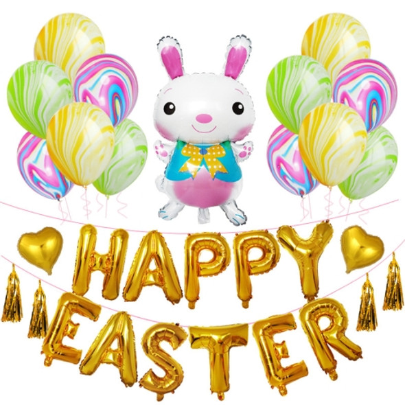 Happy Easter Rabbit Pattern Easter Holiday Alphabetic Ornament Balloons(Gold)