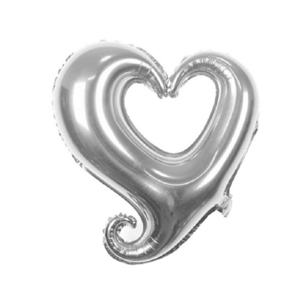 50 PCS Hollow Aluminum Heart Balloons for Wedding Party Decoration, Specification:18inch Heart Shaped(Silver)