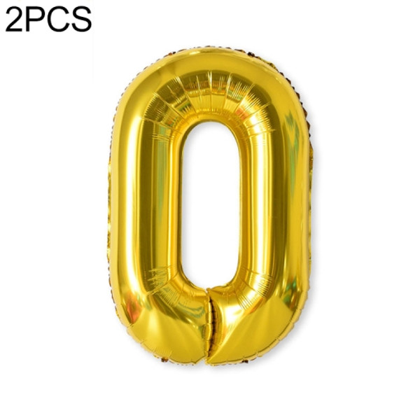 2 PCS 40 Inch Aluminium Foil Number Balloons Birthday Wedding Engagement Party Decor Kids Ball Supplies(0-Gold)