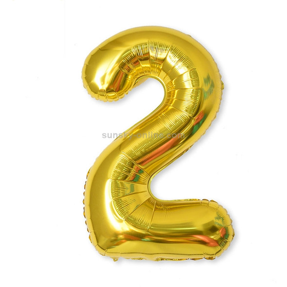 2 PCS 40 Inch Aluminium Foil Number Balloons Birthday Wedding Engagement Party Decor Kids Ball Supplies(2-Gold)