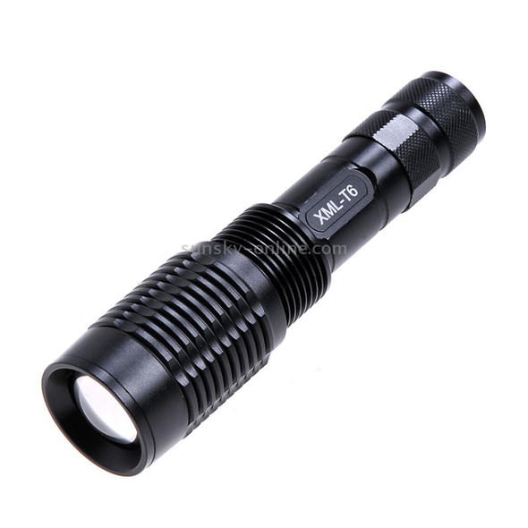 KX-F201 CREE XM-L T6 1000LM 3-Mode White Light Zoom Flashlight(Black)