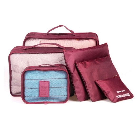 6 in 1 Outdoor Traveling / Household Clothing Storage Bag Included Six Pieces Suit(Wind Red)