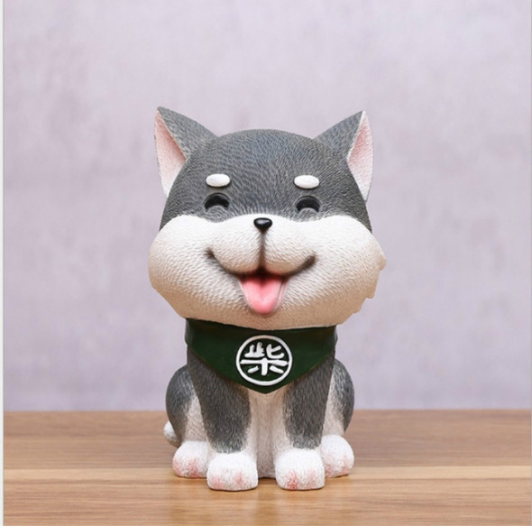 Grey Cute Resin Dog Piggy Bank Box Cute Gift Home Decoration, Size:Small