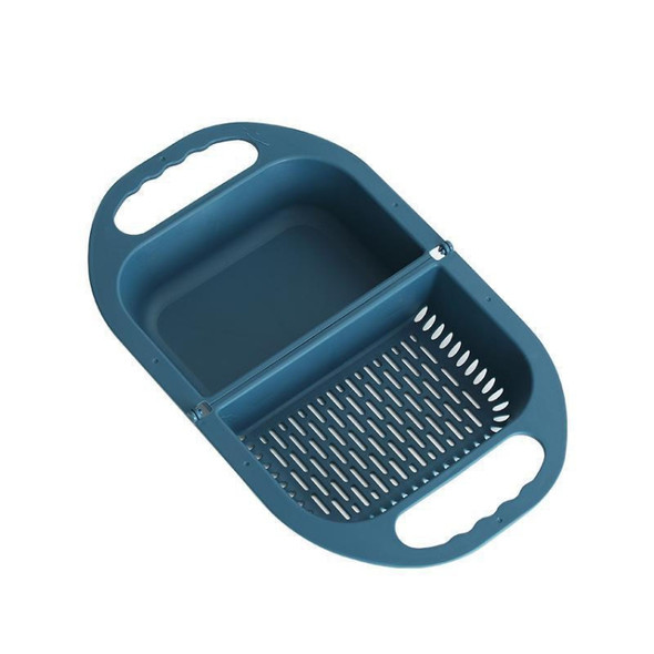 Kitchen Household Creative Folding Fruit Basket Plastic Vegetable Draining Basket(Dark Blue)