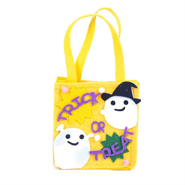 2 PCS Halloween Decorations Cloth Cartoon Candy Shopping Baskets Ghost Festival Funny Candy Gift Bags(Yellow )