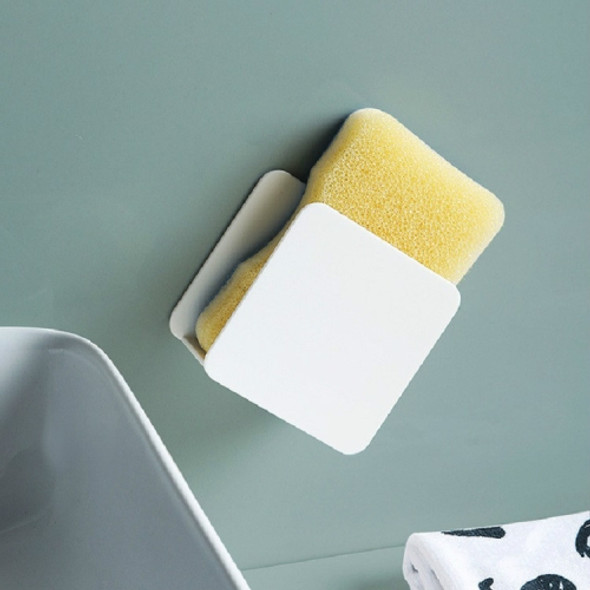 Kitchen Sink Sponge Rack Wall-mounted Scouring Pad Drain Rack(White)