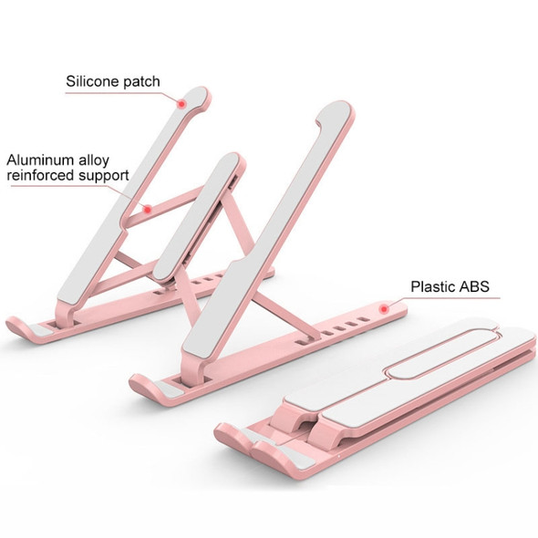 YMB1028 Portable Folding Desktop Holder Bracket for Laptop / Tablet(Pink)