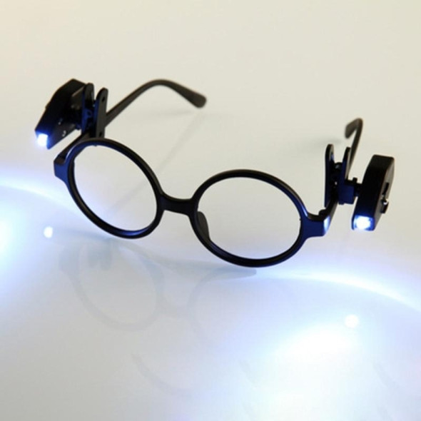 2 PCS Mini LED Flashlight Adjustable Eyeglass Clip Light Reading Ligh(Black)