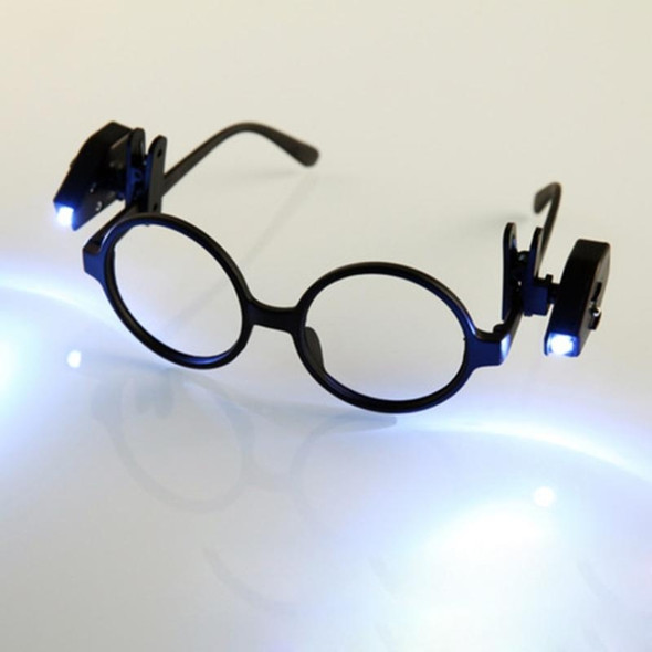 2 PCS Mini LED Flashlight Adjustable Eyeglass Clip Light Reading Ligh(Black)