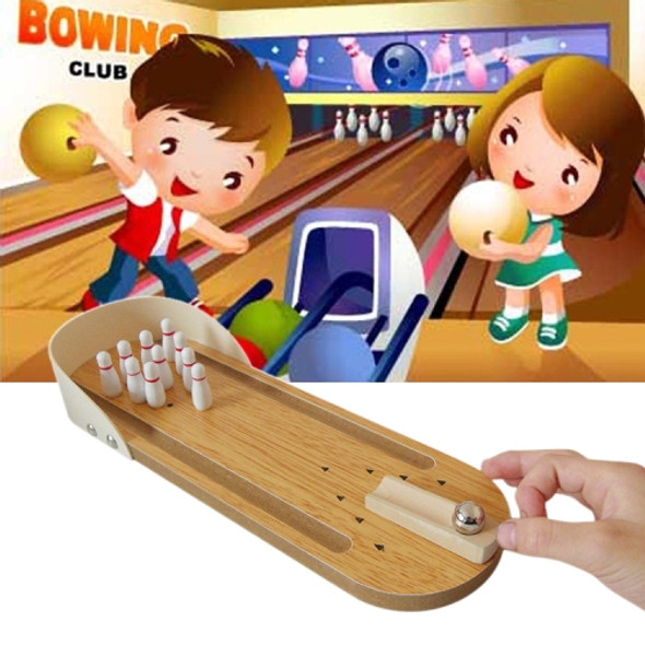 Tabletop Classic Desk Ball Toy Wooden Mini Bowling Game for Children and Adult, Size: 29.5 x 10cm