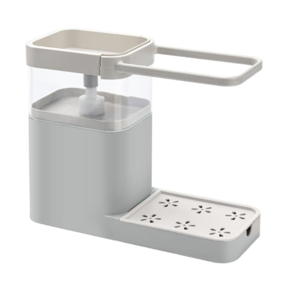 Multifunctional Dishwashing Brush Push-Type Detergent Automatic Liquid Box Sink Shelf(Gray)