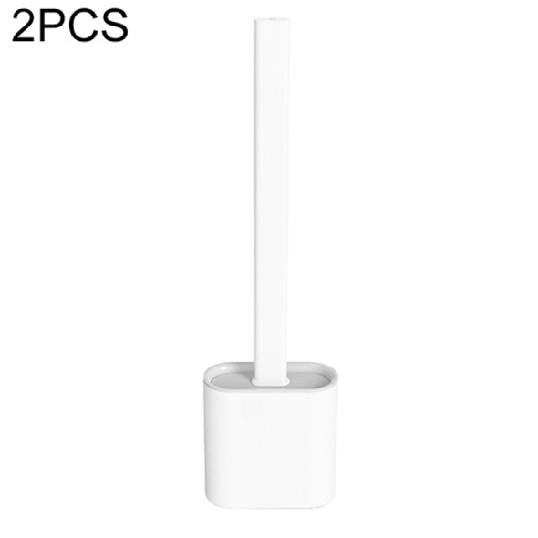 2 PCS Household Long Handle Soft Plastic Gap Toilet Brush TPR Decontamination Cleaning Brush(White)