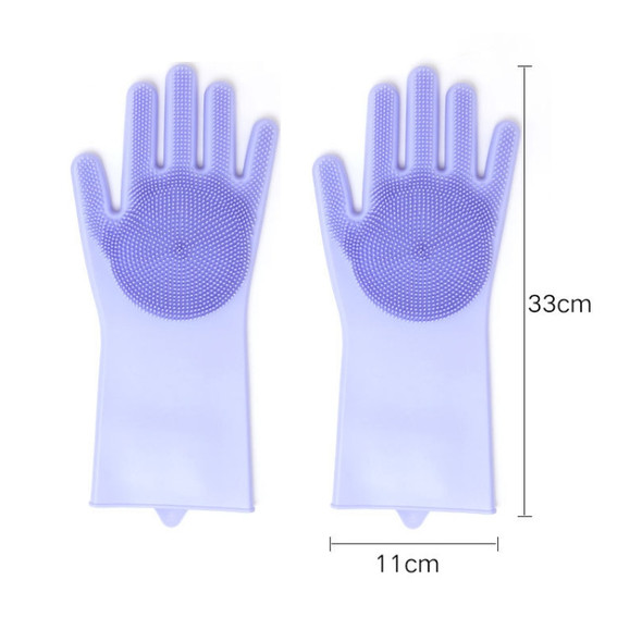 Multipurpose Silicone Gloves Heat-proof Anti-abrasive Housework Kitchen Cleaning Gloves(Purple)