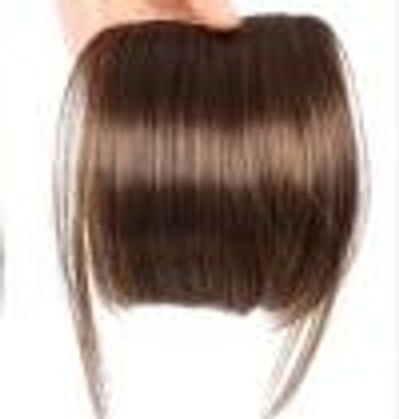 Women Fake Fringe Clip In Bangs Hair Extensions with High Temperature Synthetic Fiber(Light Brown)