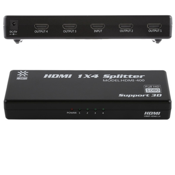 HDMI-400 V1.4 1080P Full HD 1 x 4 HDMI Amplifier Splitter, Support 3D