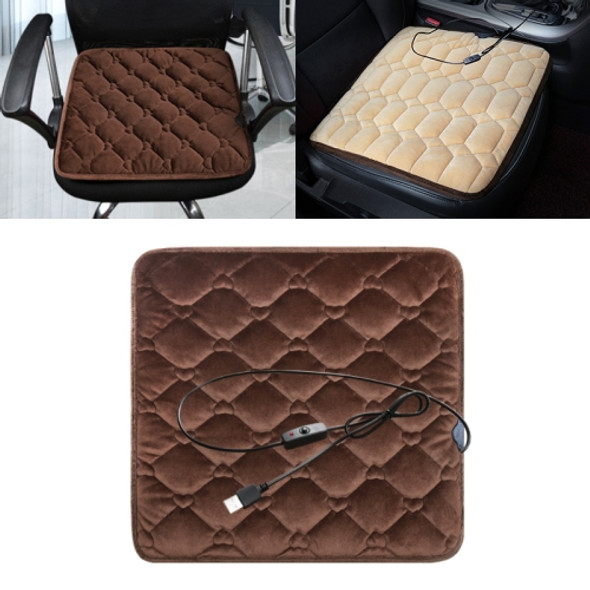 Car USB Seat Heater Cushion Warmer Cover Winter Heated Warm Mat, Style: Heart Shape (Coffee)