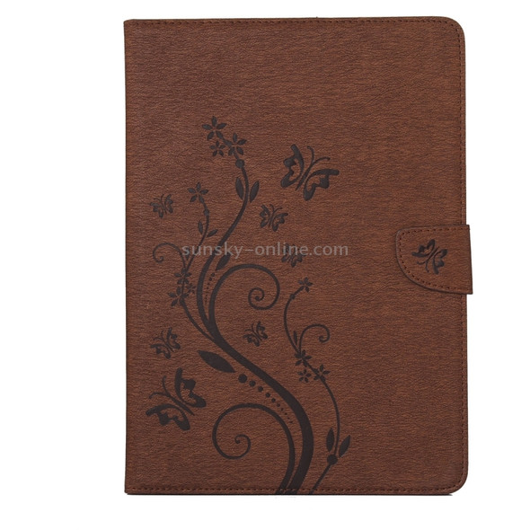 For iPad mini 4 Pressed Flowers Butterfly Pattern Horizontal Flip PU Leather Case with Magnetic Buckle & Holder & Card Slots & Wallet(Brown)