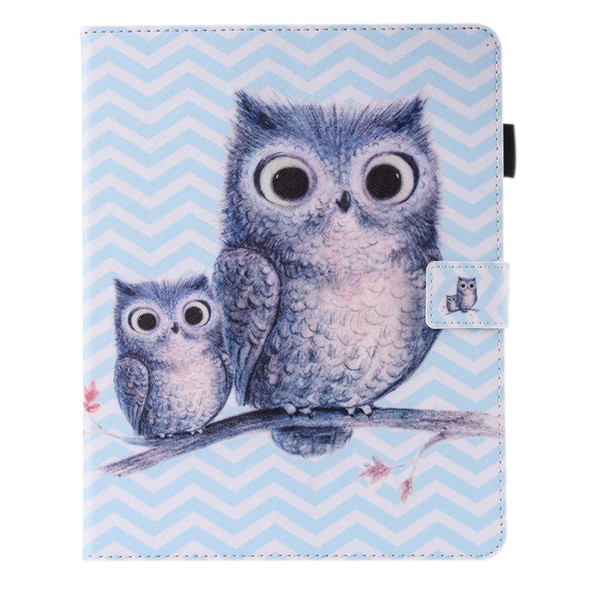 For iPad mini 4 / 3 / 2 / 1 Painting Wave Owl Pattern Horizontal Flip Leather Case with Holder & Wallet & Card Slots & Pen Slot