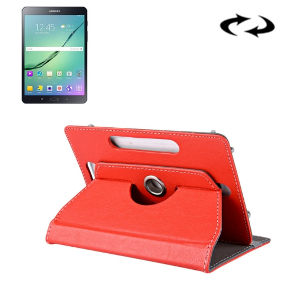 8 inch Tablets Leather Case Crazy Horse Texture 360 Degrees Rotation Protective Case Shell with Holder for Galaxy Tab S2 8.0 T715 / T710, Cube U16GT, ONDA Vi30W, Teclast P86(Red)