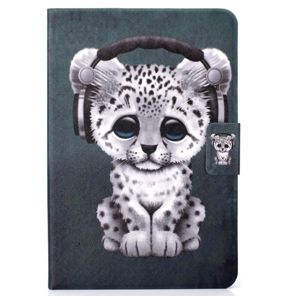 For iPad mini  2 / 3 / 4 / 5 Electric Horizontal TPU Painted Flat Feather Case with Sleep Function & Pen Cover & Card Slot & Holder(Music Leopard)