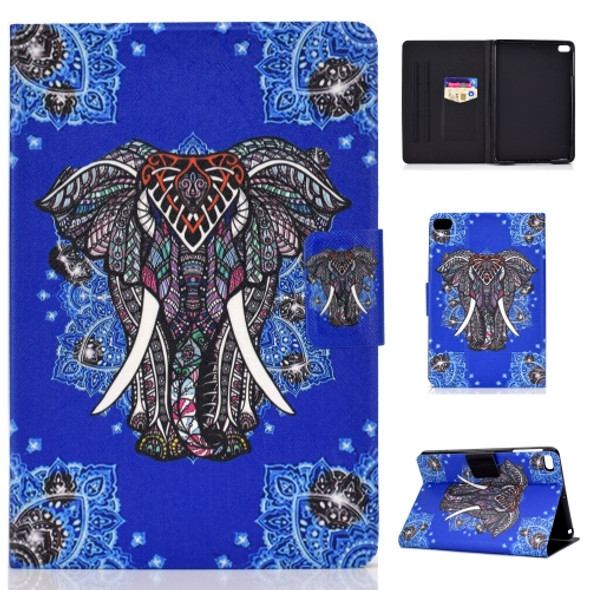 Colored Drawing Universal Voltage Craft Cloth TPU Protective Case, with Holder & Sleep / Wake-up Function & Card Slots & Anti-slip Strip for iPad Mini1 / 2 / 3 / 4 / 5(Elephant)