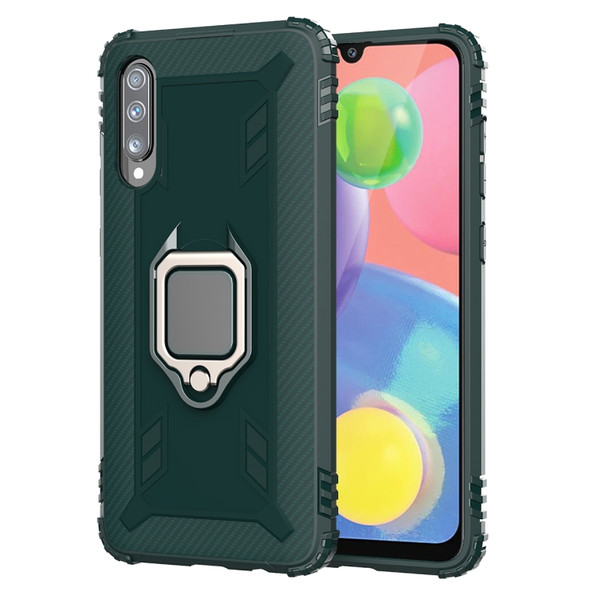 For Wiko View 4 / View 4 Lite Carbon Fiber Protective Case with 360 Degree Rotating Ring Holder(Green)