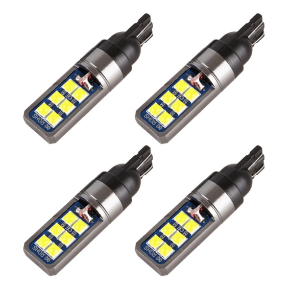 4 PCS T10 DC12V / 4W Car Clearance Light 12LEDs SMD-3030 Lamp Beads (White Light)