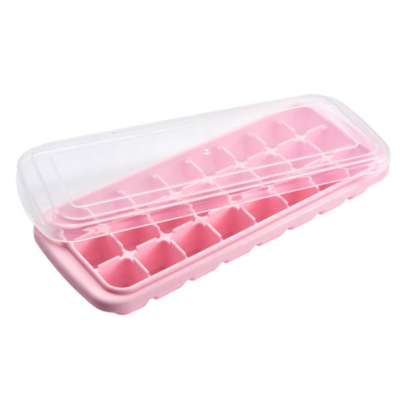 Creative 24 Grid Silicone Ice Tray Home Large Ice Cube Mold Ice Box with Lid(Light Pink)