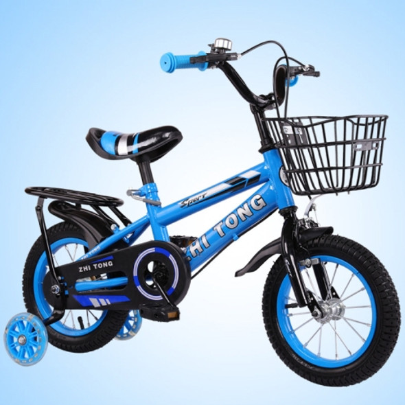 12 inch Children Bicycle Training Wheels Kids Bike with Rear Seat(Blue)