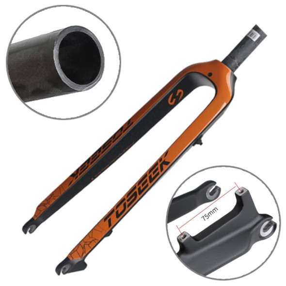 TOSEEK Ultra Light 27.5 Inch 405mm Mountain Bike Full Carbon Front Fork Straight Head Tube Disc Brake(Orange)