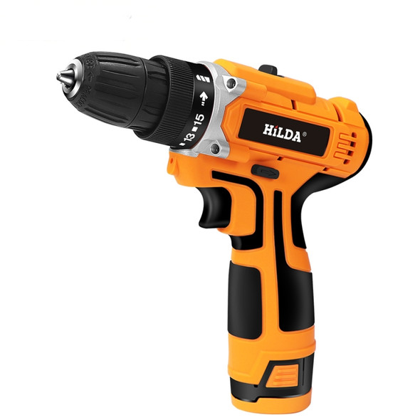 HILDA 16.8V Electric Drill with Lithium Battery Rechargeable 12V Two-Speed &#8203;&#8203;Electric Cordless Screwdriver(Orange)