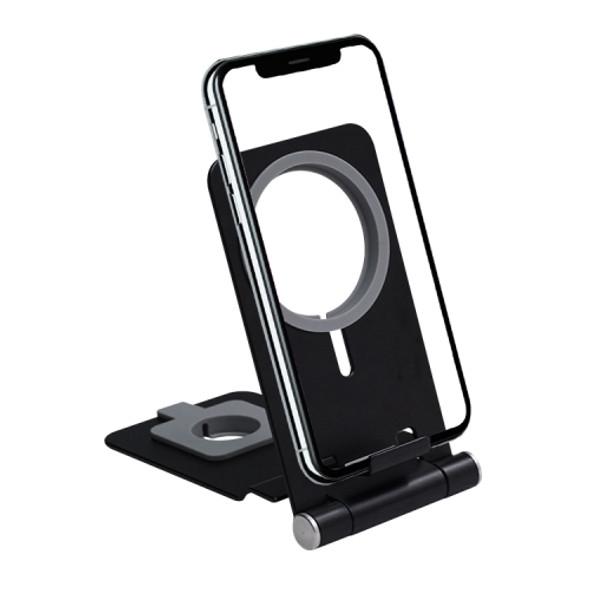 C2 2 in 1 Adjustable Multi-function Aluminum Alloy Wireless Charger Stand for iPhone 12 Series & Tablet & Watches (Black)