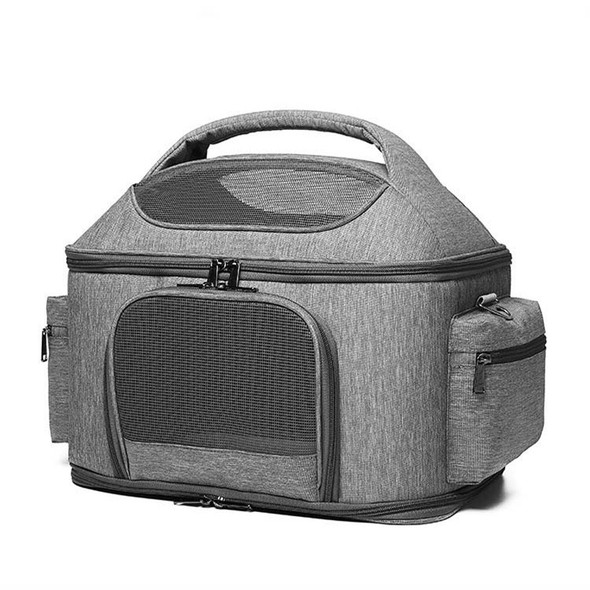 Portable Pet Bag for Outing Cats and Dogs Collapsible Pet Shoulder Bag Pet Backpack(Light Gray)