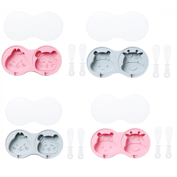 2 PCS Silicone Ice Cream Popsicle Mold Cartoon Handmade Homemade Ice Tray Specification: Cute Rabbit Fat Mouse (Pink)