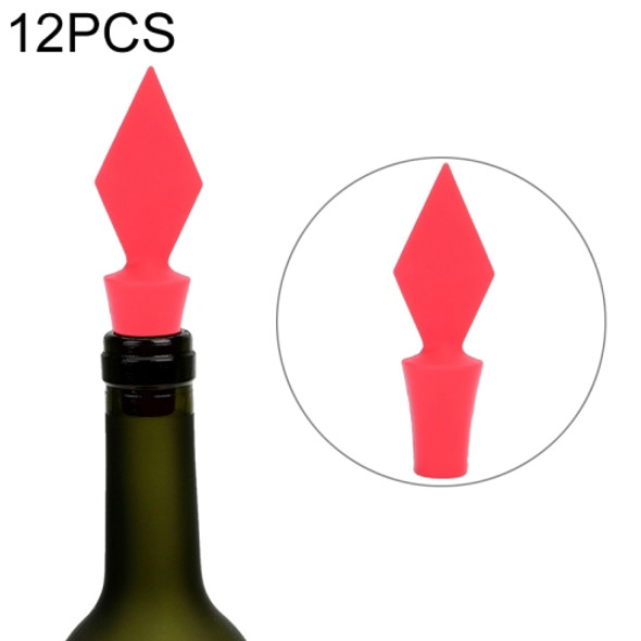 12 PCS Silicone Wine Stopper Poker Series Wine Stopper(Red Square)
