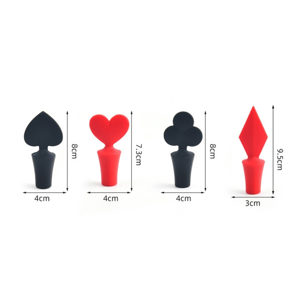 12 PCS Silicone Wine Stopper Poker Series Wine Stopper(Red Square)