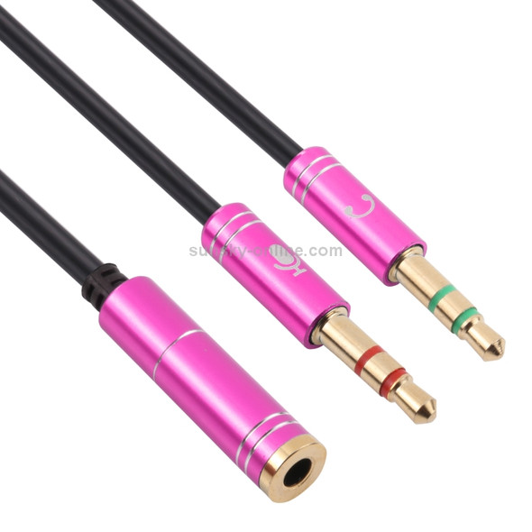 3.5mm Female to 2 x 3.5mm Male Adapter Cable(Rose Red)