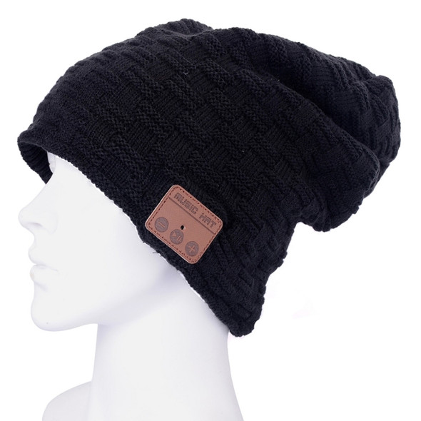 Weave Textured Knitted Bluetooth Headset Warm Winter Beanie Hat with Mic for Boy & Girl & Adults(Black)