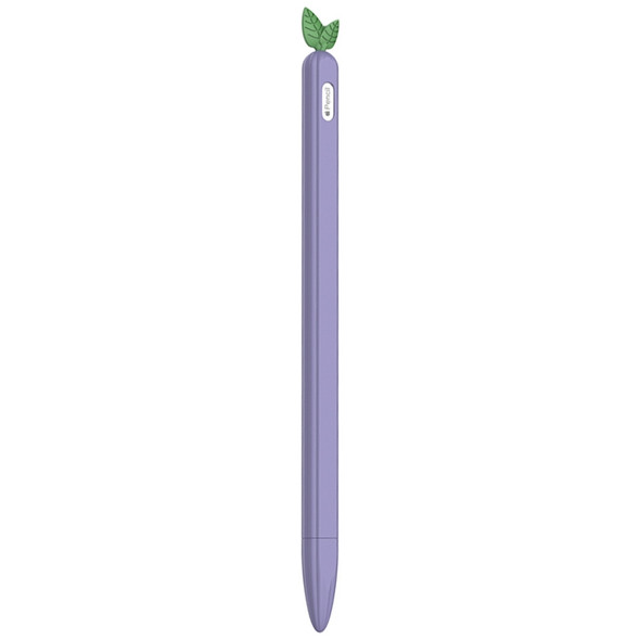 For Apple Pencil 2 Contrasting Color Mint Leaf Silicone Non-slip Protective Cover(Purple)