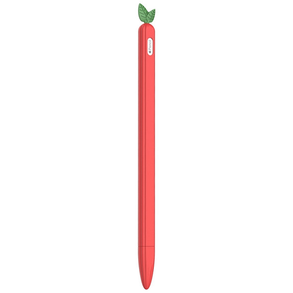 For Apple Pencil 2 Contrasting Color Mint Leaf Silicone Non-slip Protective Cover(Red)