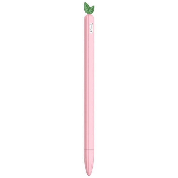 For Apple Pencil 2 Contrasting Color Mint Leaf Silicone Non-slip Protective Cover(Pink)